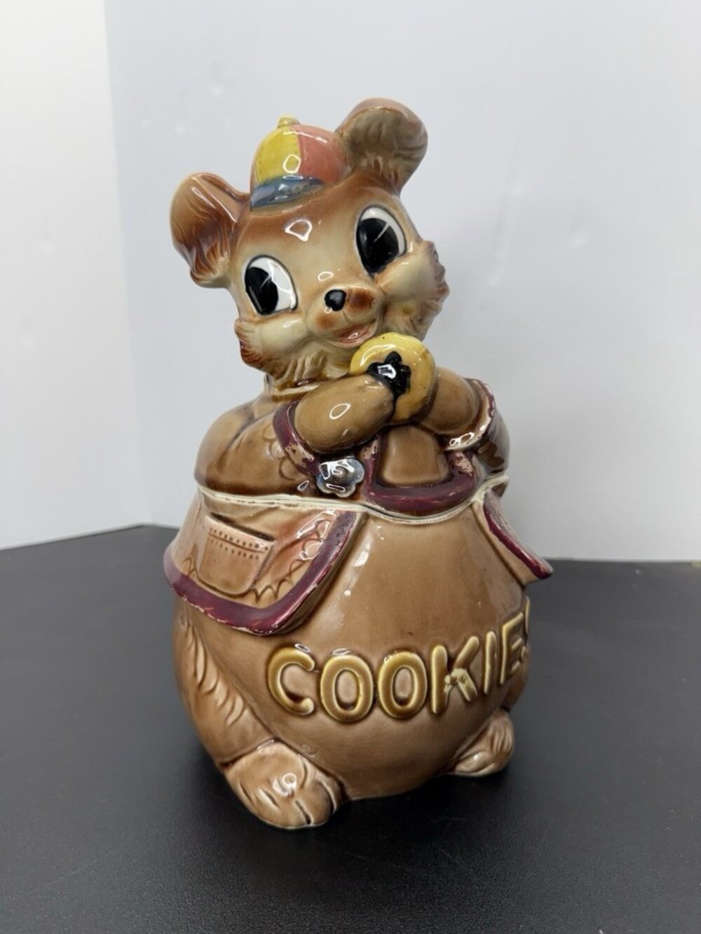 Royal Sealy Bunny Rabbit Cookie Jar Baseball Cap Hat Japan 12.5" Vintage